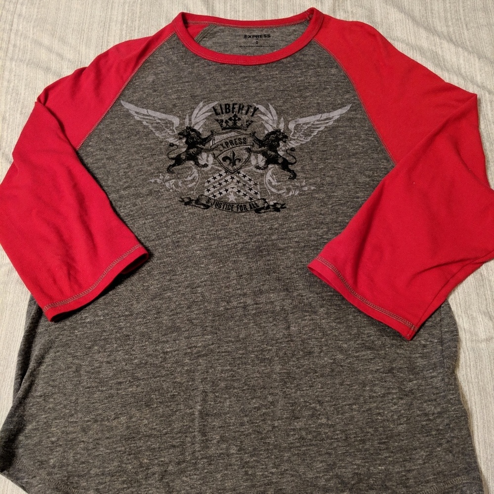 ✳️ REDUCED✳️Express Men's 3/4 Red Sleeve Tee